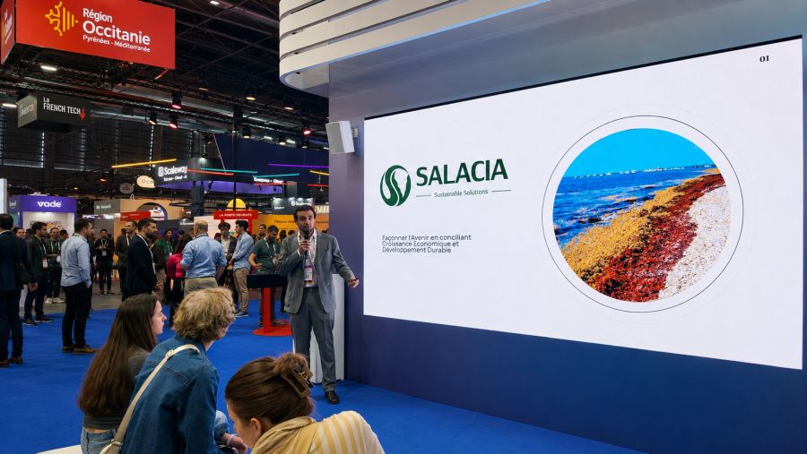 François-Melchior Le Tourneau präsentiert Salacias Vision für die Nutzung mariner Biomasse auf der VivaTech 2025 in Paris.